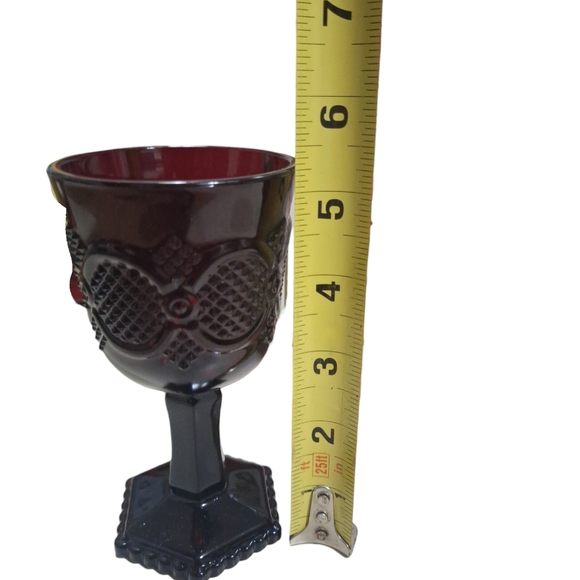 Vtg Avon 1876 Cape Cod Collection Ruby Red Elegant Wine Glass Set Of 2 - Picture 8 of 8